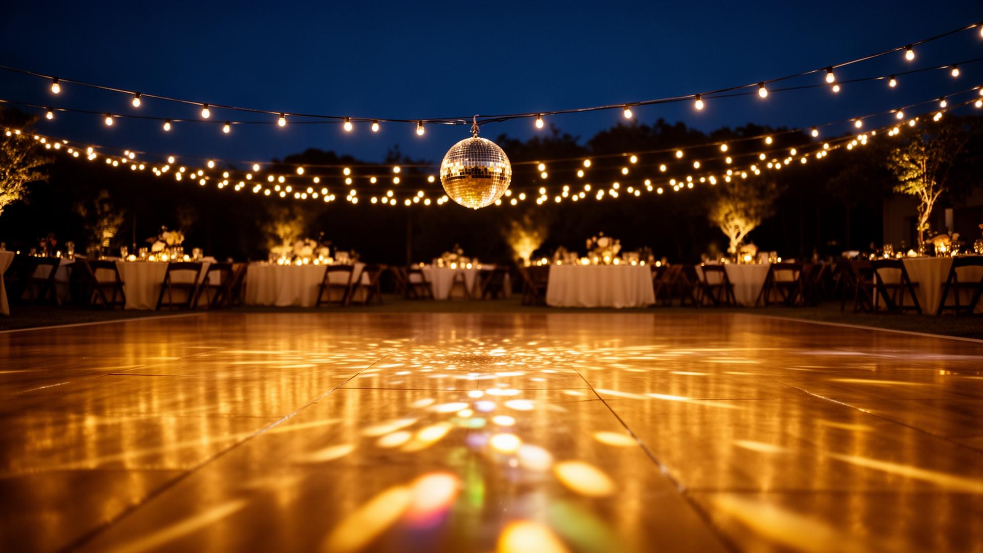 Stadium lights and party scene